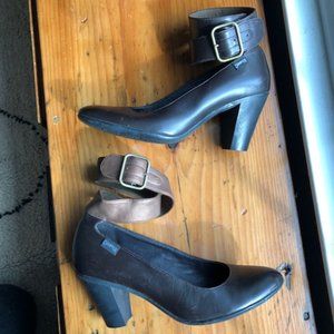 Camper Twins ankle strap dark brown/bronze heels